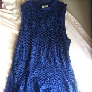 Boho blue sleeveless top
